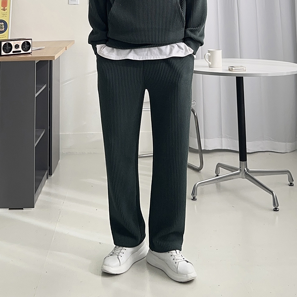 남자와이드팬츠 남자 고무줄 밴딩 니트 팬츠 - 상품 이미지