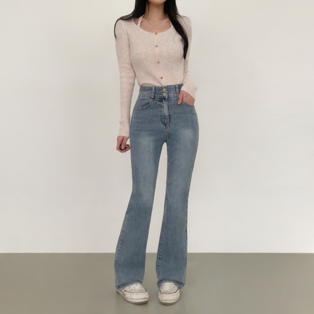 [S~2XL/숏,기본,롱] 시에나 투버튼 슬림 청바지 봄 워싱 부츠컷 데님 팬츠 상세 이미지 11