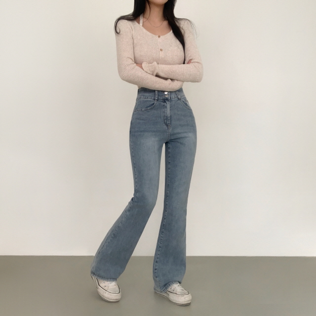 [S~2XL/숏,기본,롱] 시에나 투버튼 슬림 청바지 봄 워싱 부츠컷 데님 팬츠 상세 이미지 10