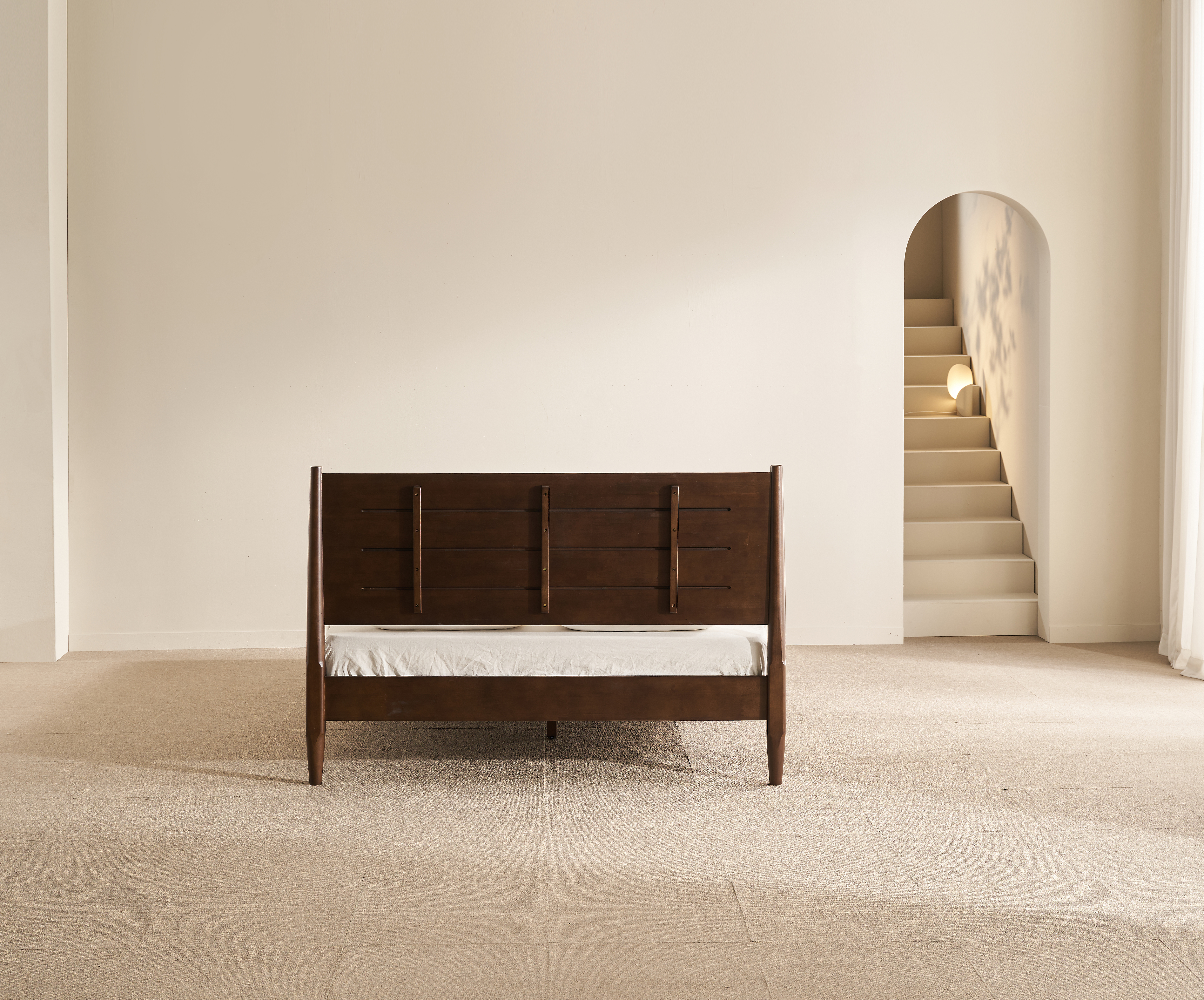 가구고래 루씨르 평상형 고무나무 원목 침대 프레임 SS 월넛