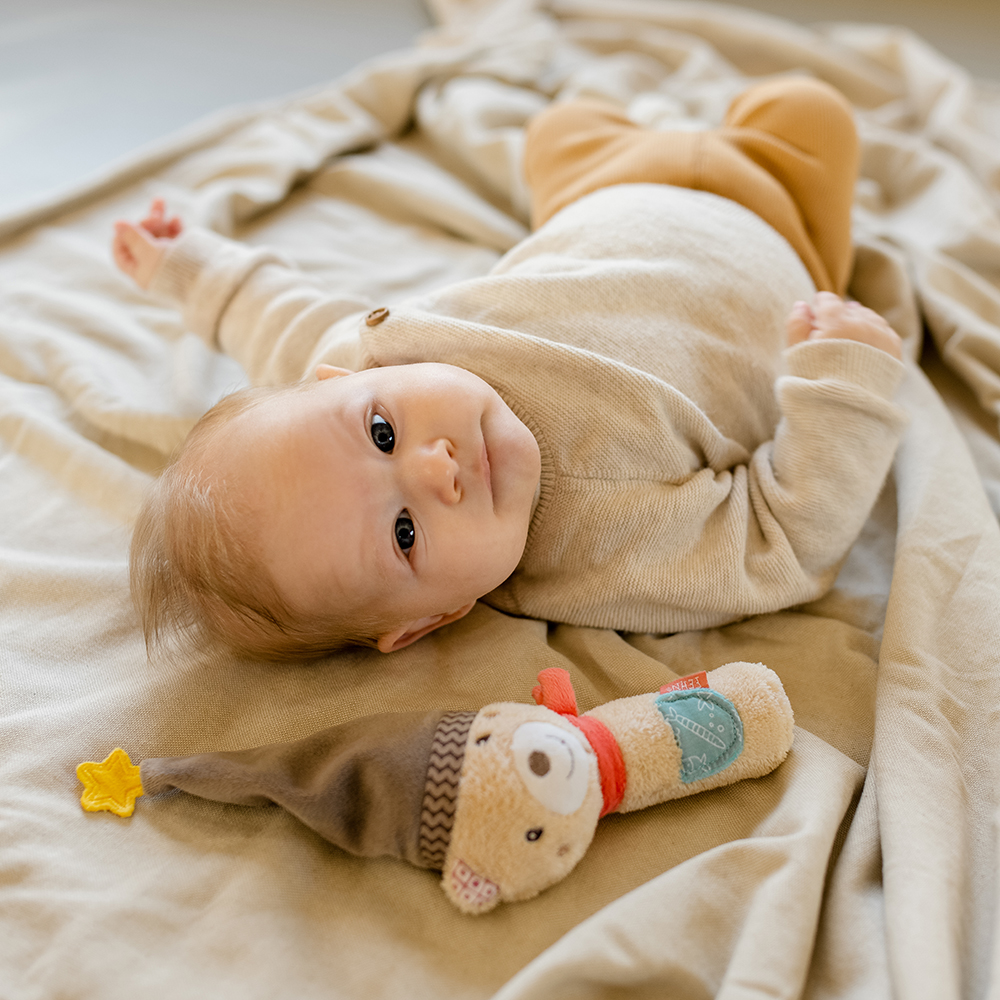베이비펜 브루노 그립 아기 딸랑이 아기 촉감 감촉 놀이 신생아 선물 애착 봉제 인형