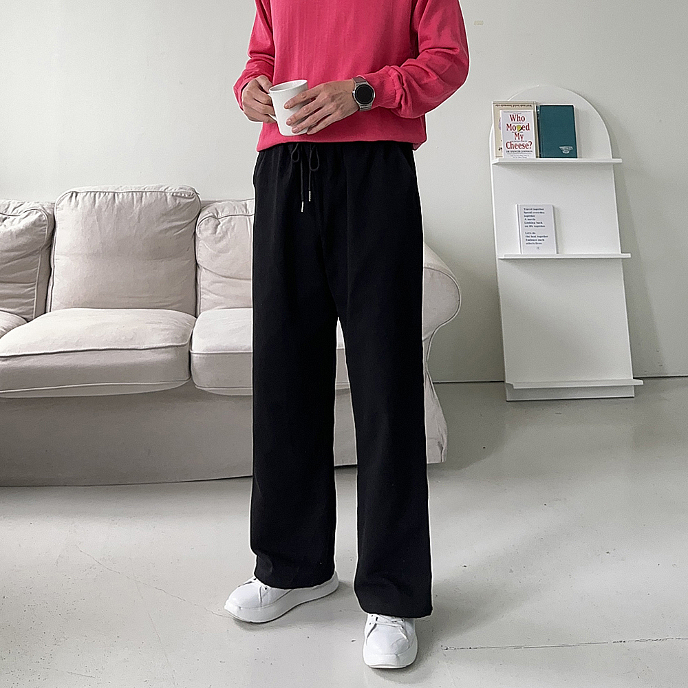 남자와이드팬츠 고무줄 통큰 남성밴딩팬츠 남자면바지 - 상세 이미지 4