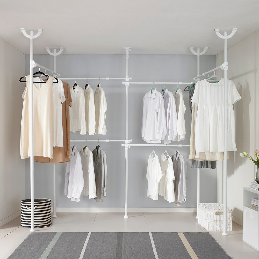 EASYON 이지온 튼튼한 시스템 드레스룸 행거 EO506 코너 ㄷ자 옷걸이 고정식행거 - 상품 이미지