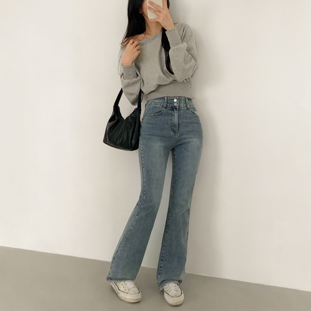[S~2XL/숏,기본,롱] 시에나 투버튼 슬림 청바지 봄 워싱 부츠컷 데님 팬츠 상세 이미지 8