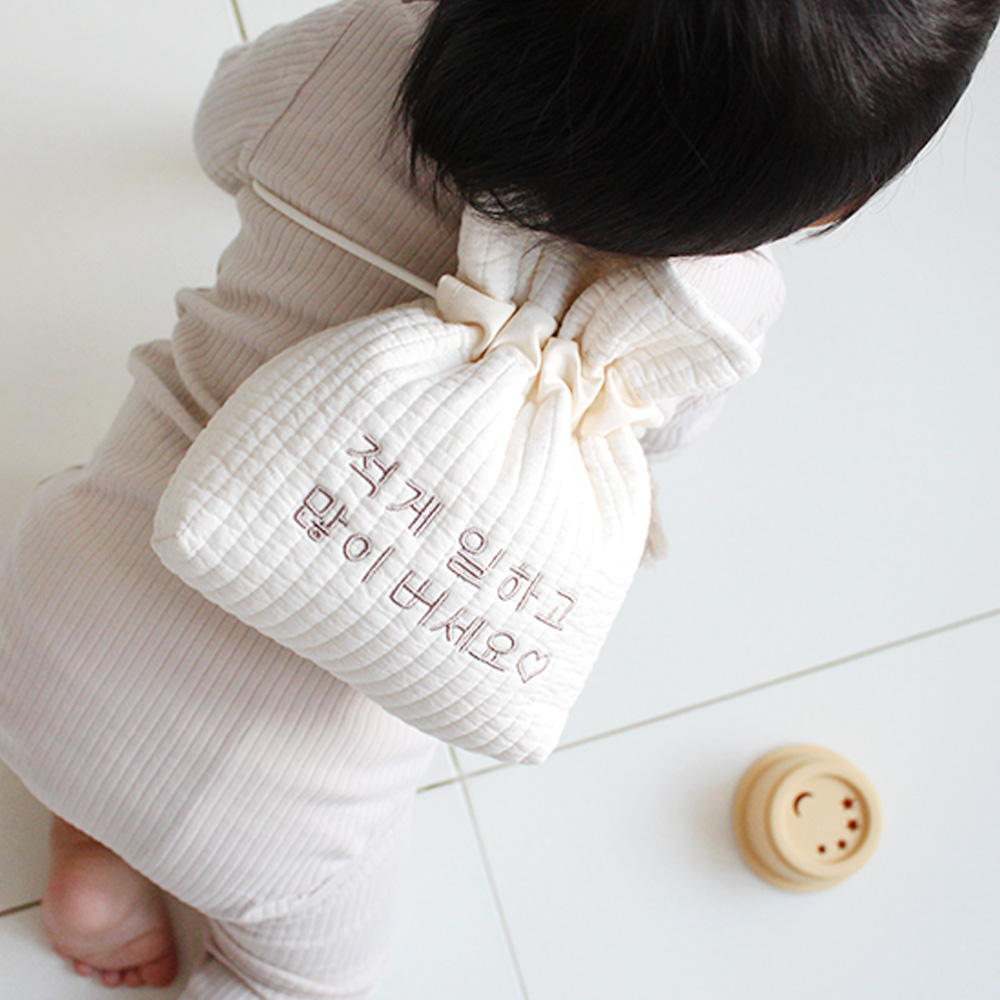 양면 자수이니셜 아기가방 세뱃돈주머니