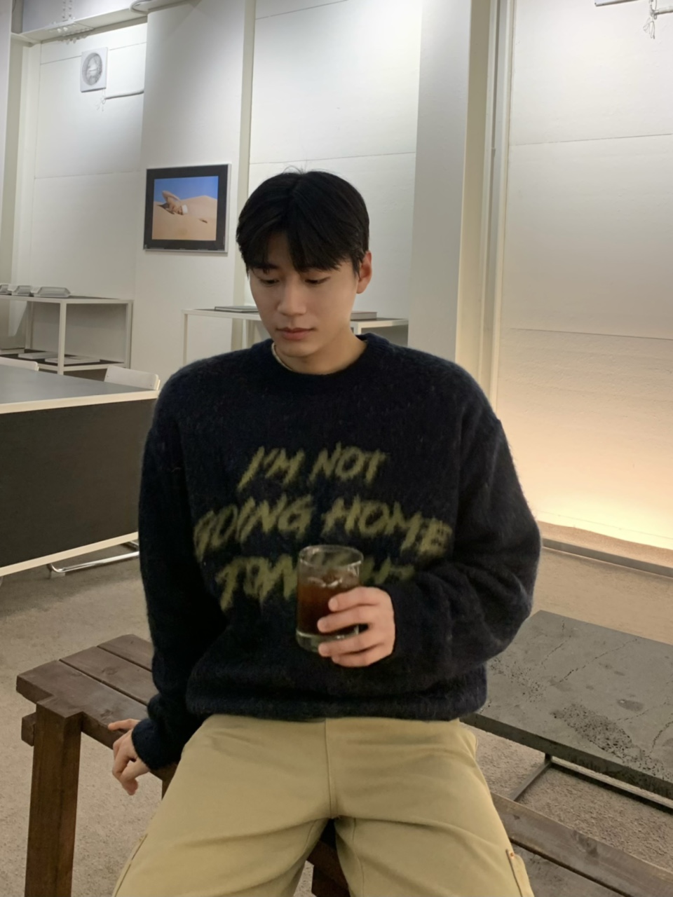 남녀공용 모헤어 컬러 레터링 브러쉬 니트 (6color) 상세 이미지 16