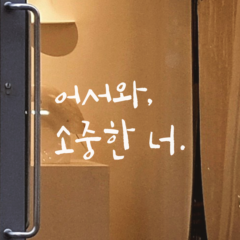캘리그라피 인테리어 레터링 스티커 어서와 소중한 너 현관문 매장 가게 카페 LC-021S검정 이미지 8