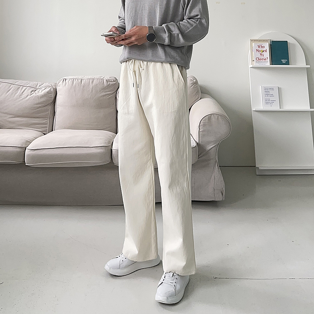 남자와이드팬츠 고무줄 통큰 남성밴딩팬츠 남자면바지 - 상세 이미지 3