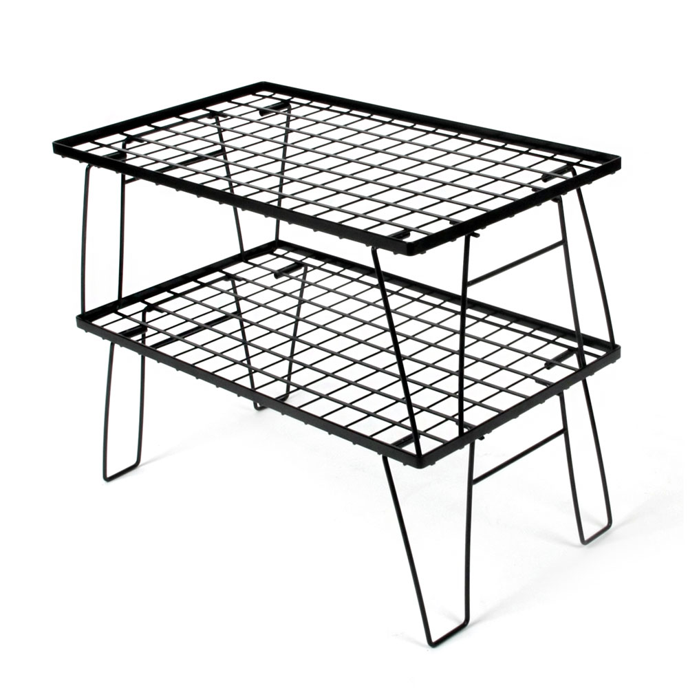 빈슨메시프 스틸 쿨러 캠핑테이블 2P세트 아이스박스 카고박스 받침대 선반 블랙