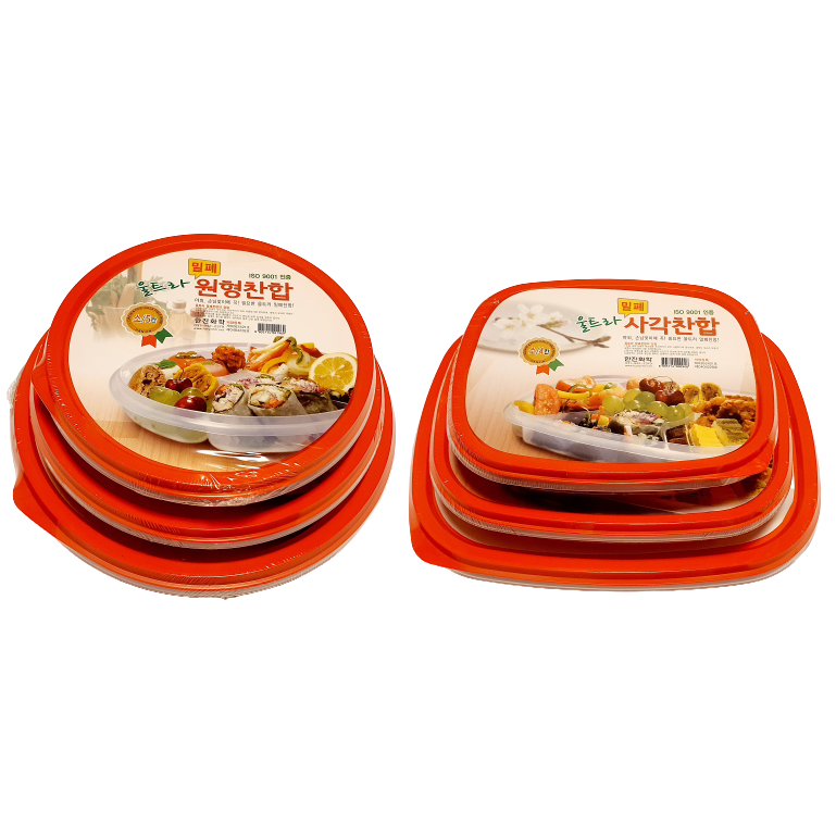 한진 울트라 밀폐 찬합 국산 도시락통 나눔 반찬통 배달찬통 식당 반찬통 원형 5칸 소 - 상세 이미지 4