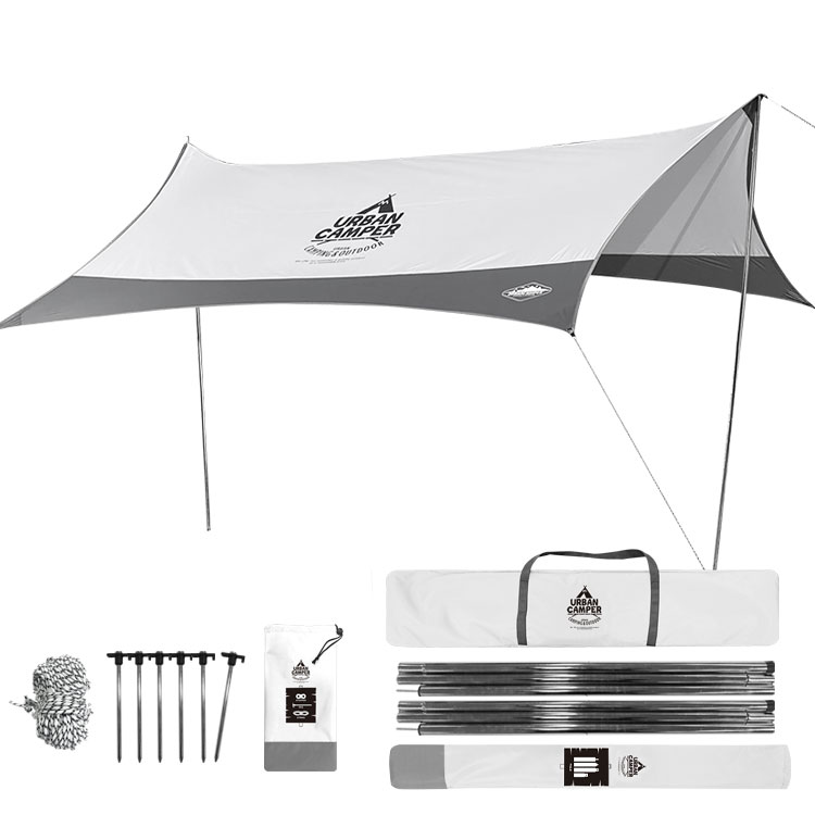 어반캠퍼 헥사 타프 420 풀구성 차박 피크닉 캠핑 그늘막 타프스크린 420x400cm, 화이트