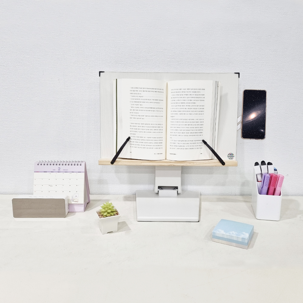 위즈독서대 빈체르 높이 각도조절 책거치대 슬라이드 원목 책받침대 빈체르40, 블랙 이미지 3