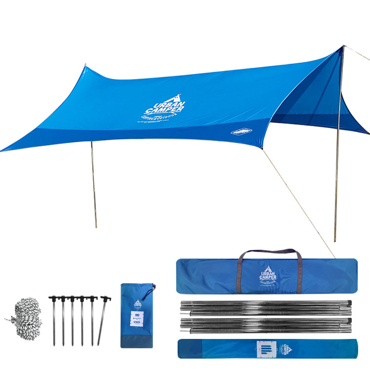 어반캠퍼 헥사 타프 420 풀구성 차박 피크닉 캠핑 그늘막 타프스크린 420x400cm, 블루