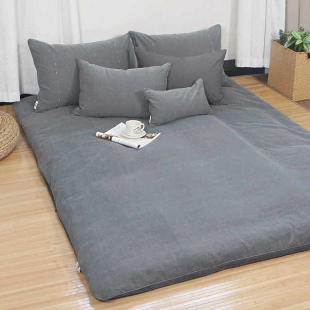 숯 꽃자수 목화솜 요매트 (순면 요커버와 목화 요솜 세트) 퀸 사이즈