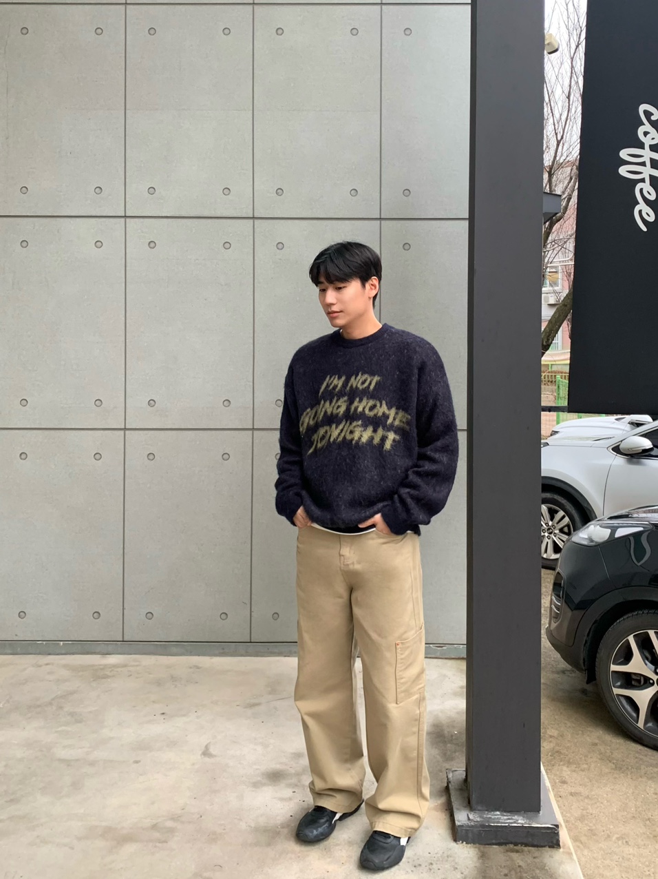 남녀공용 모헤어 컬러 레터링 브러쉬 니트 (6color) 상세 이미지 15