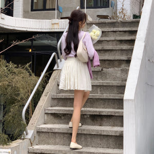 (국내제작)(속바지안감발레코어룩) 넬로 리본 스트랩 요루 주름 뒷밴딩 미... 착용 후기 | 사이즈/핏 총정리 - 상품 이미지 2