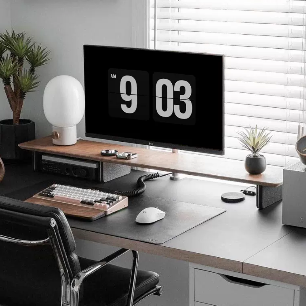 히든피스 라리케어 원목 데스크 컴퓨터 책상 듀얼 모니터 선반 받침대 ULTRA