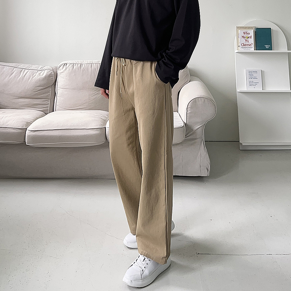 남자와이드팬츠 고무줄 통큰 남성밴딩팬츠 남자면바지 - 상세 이미지 2