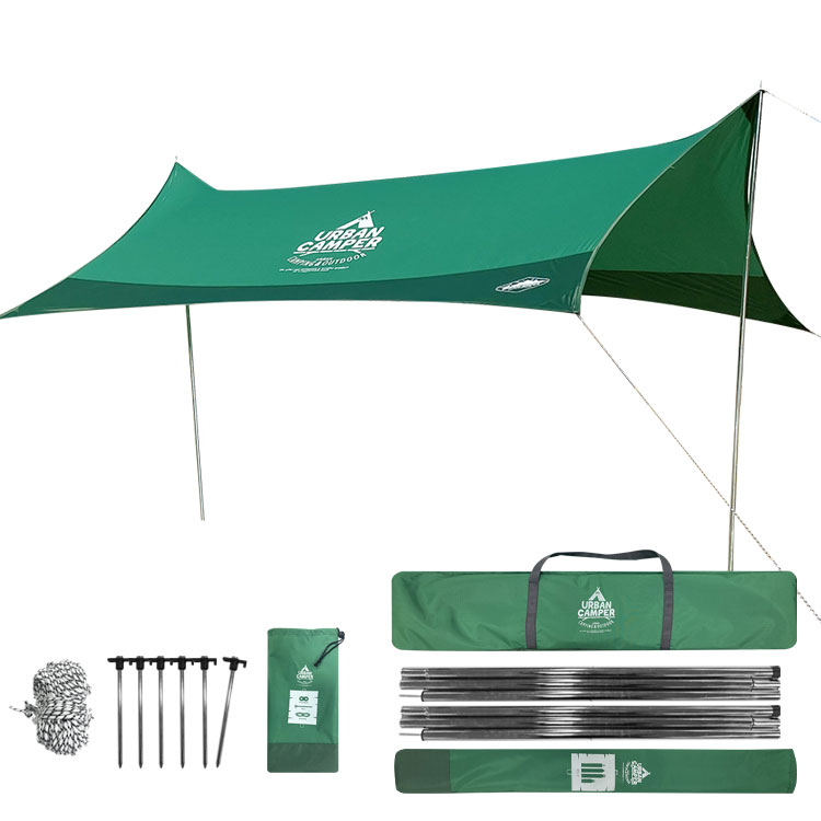 어반캠퍼 헥사 타프 420 풀구성 차박 피크닉 캠핑 그늘막 타프스크린 420x400cm, 그린