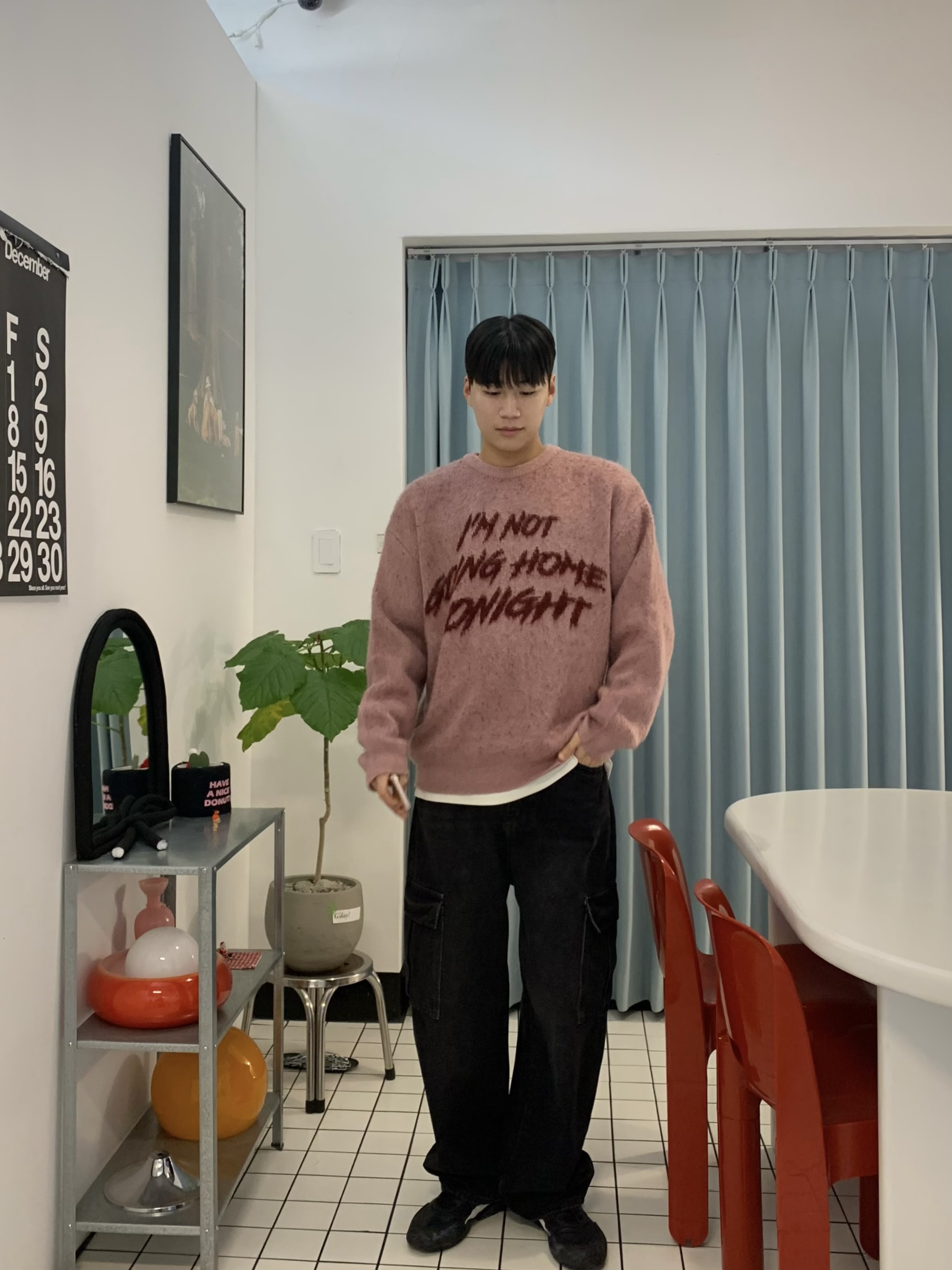 남녀공용 모헤어 컬러 레터링 브러쉬 니트 (6color) 상세 이미지 10