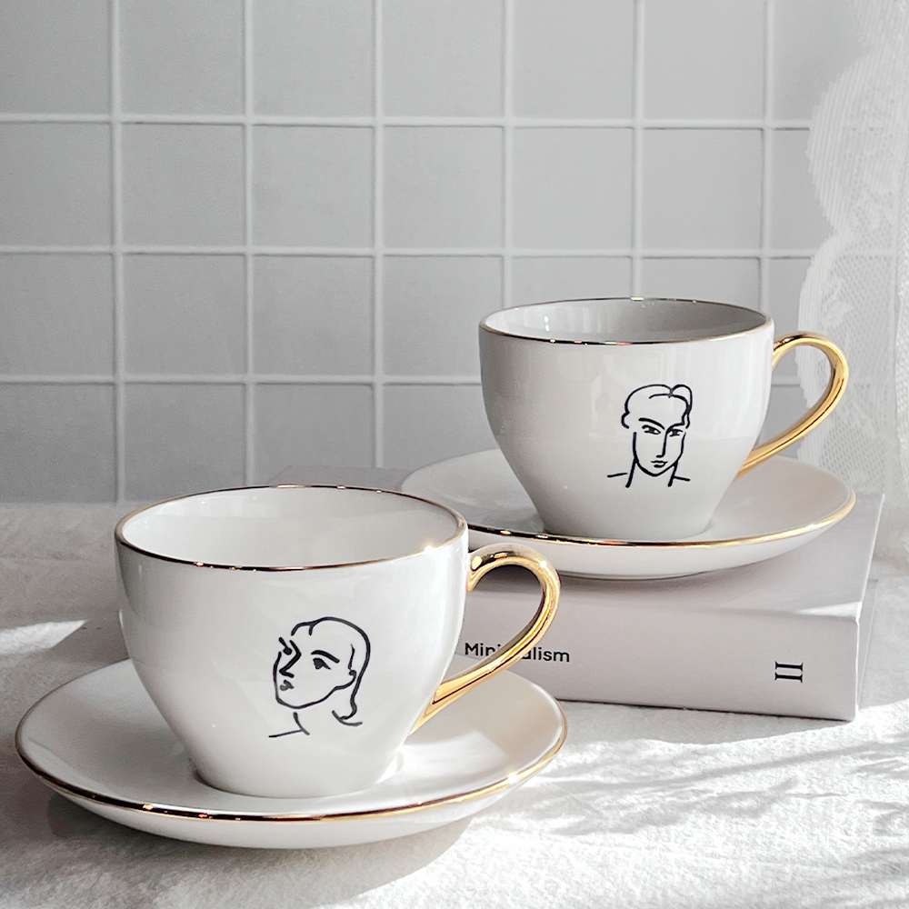 앙리마티스 골드 커피잔 세트(2set)커피잔선물세트,웨딩선물,집들이선물