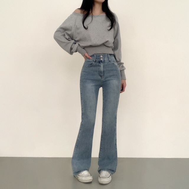 [S~2XL/숏,기본,롱] 시에나 투버튼 슬림 청바지 봄 워싱 부츠컷 데님 팬츠 상세 이미지 3