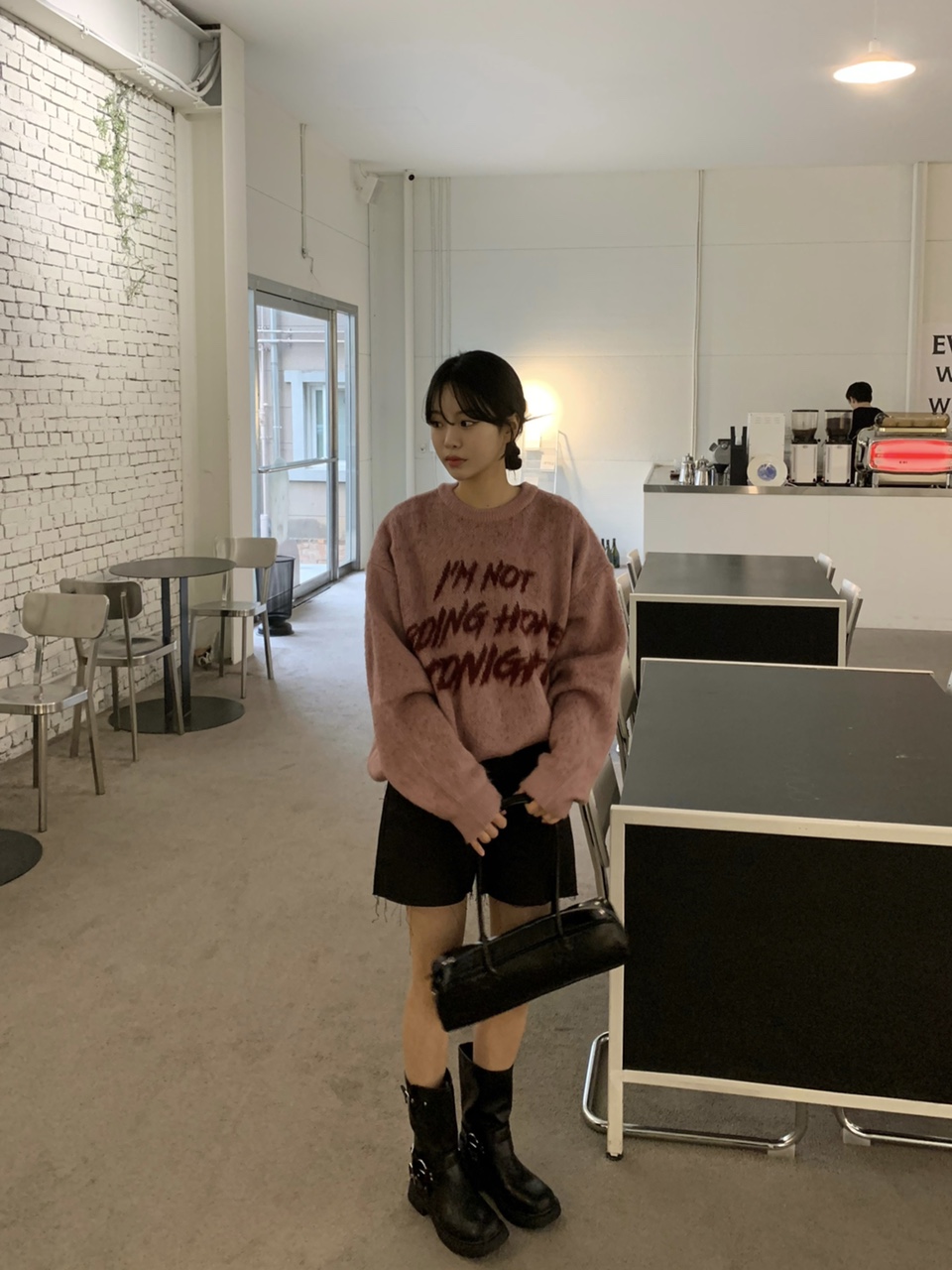 남녀공용 모헤어 컬러 레터링 브러쉬 니트 (6color) 상세 이미지 6