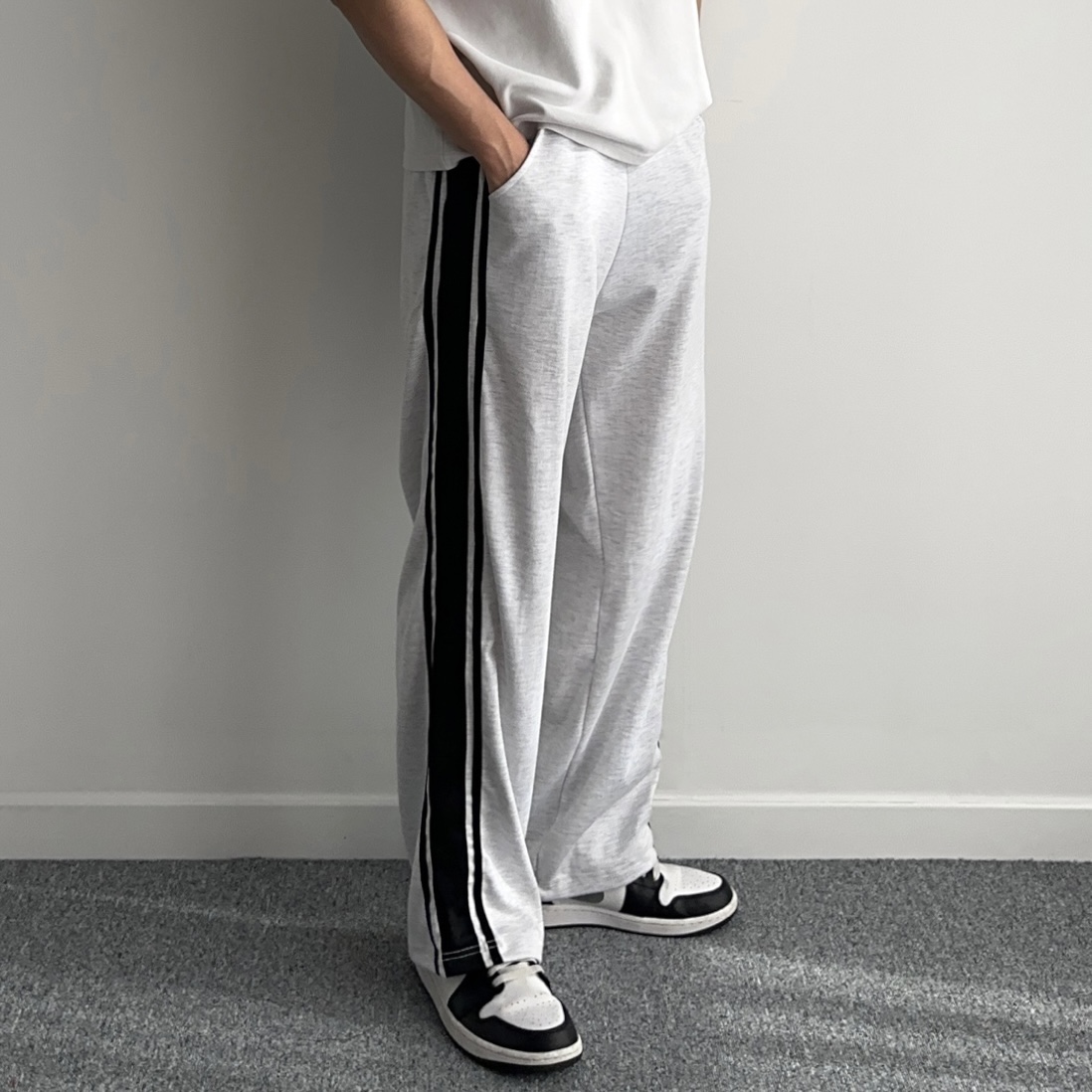 테슬팬츠 남자와이드트레이닝팬츠 남자통바지 - 상세 이미지 2