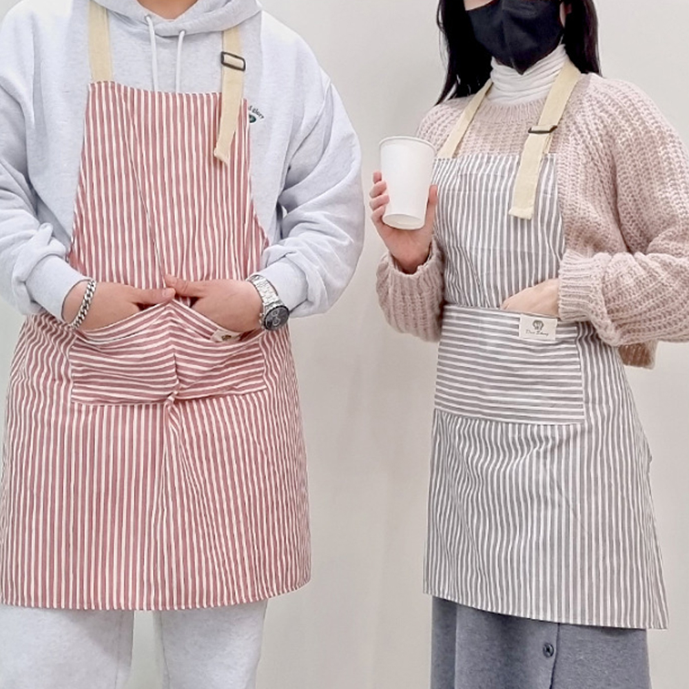 늘바론 방수 앞치마 주방 데님 바리스타 이쁜 카페 공방용 어린이집 미용실