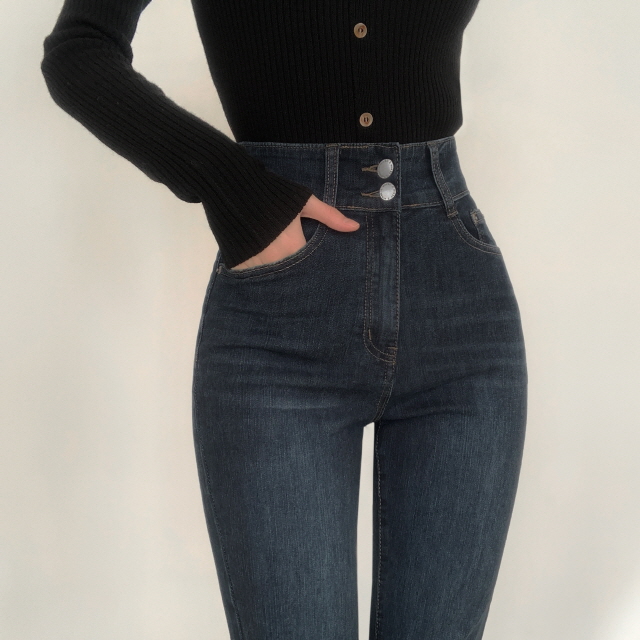 [S~2XL/숏,기본,롱] 시에나 투버튼 슬림 청바지 봄 워싱 부츠컷 데님 팬츠 상세 이미지 22