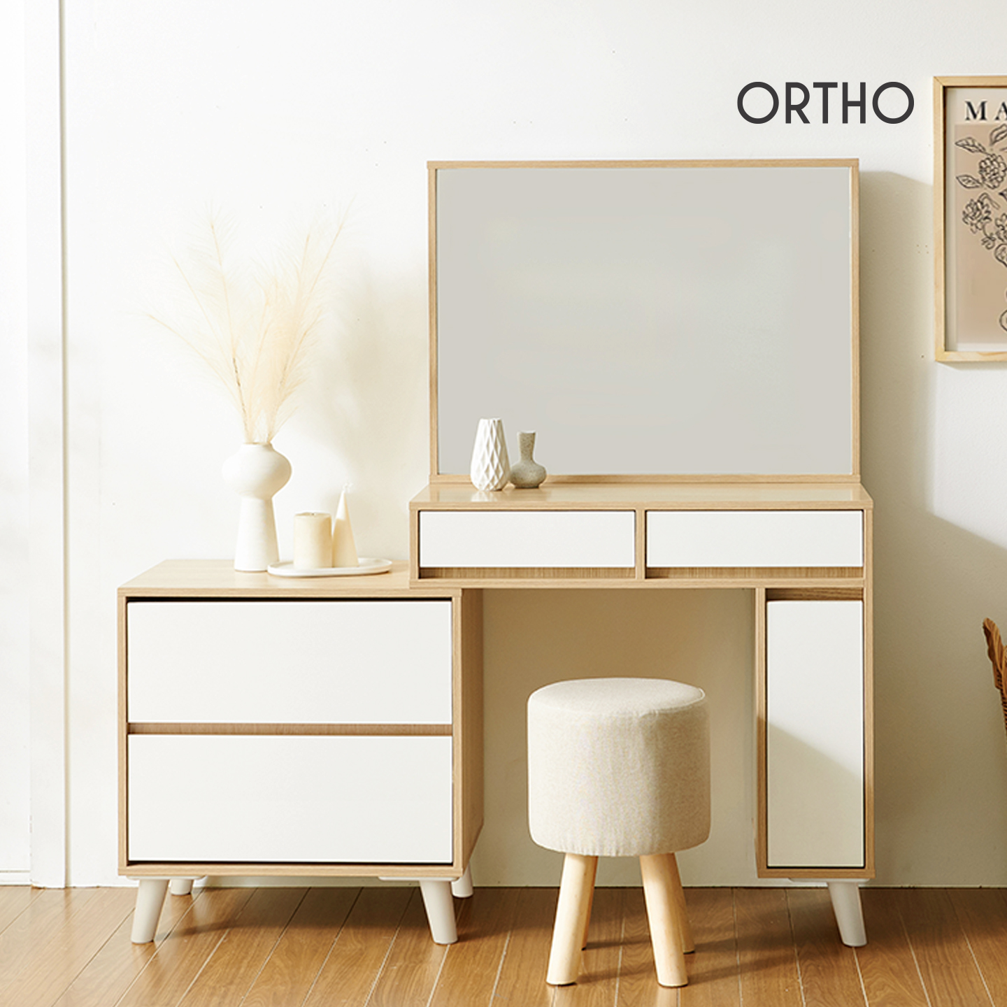 올쏘 레이첼 콘솔 확장형 거울 수납 화장대 서랍장 세트 - 상세 이미지 2