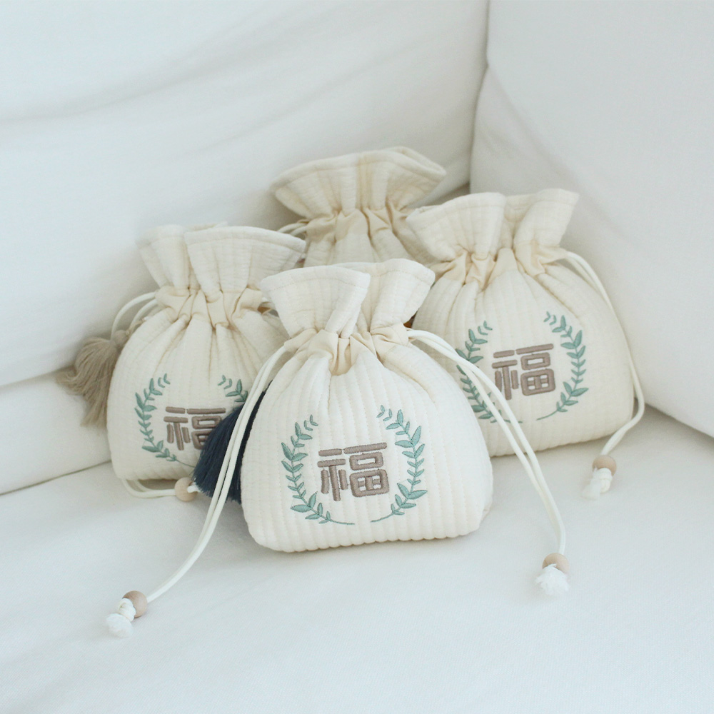 양면 자수이니셜 아기가방 세뱃돈주머니