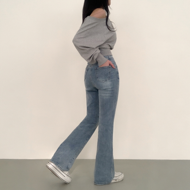 [S~2XL/숏,기본,롱] 시에나 투버튼 슬림 청바지 봄 워싱 부츠컷 데님 팬츠 상세 이미지 5