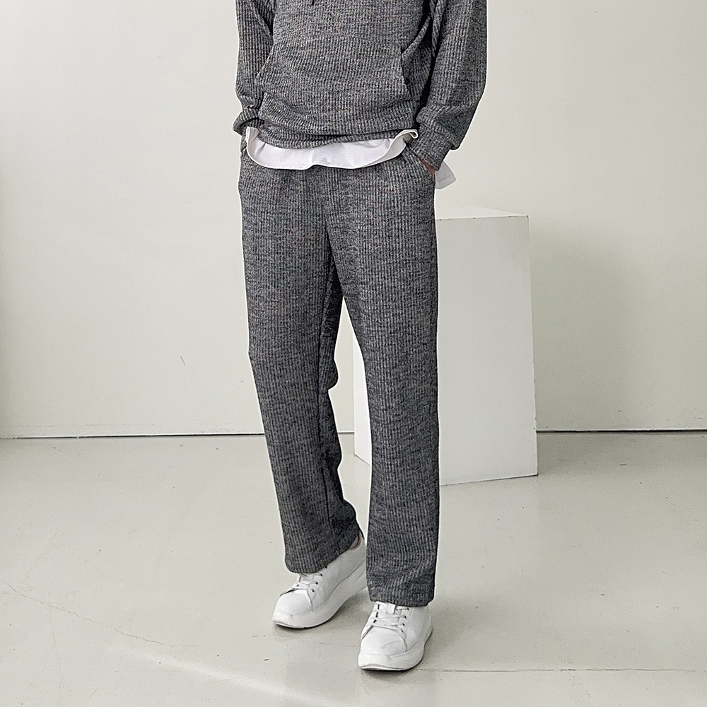 남자와이드팬츠 남자 고무줄 밴딩 니트 팬츠 - 상세 이미지 2