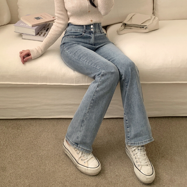 [S~2XL/숏,기본,롱] 시에나 투버튼 슬림 청바지 봄 워싱 부츠컷 데님 팬츠 상세 이미지 13