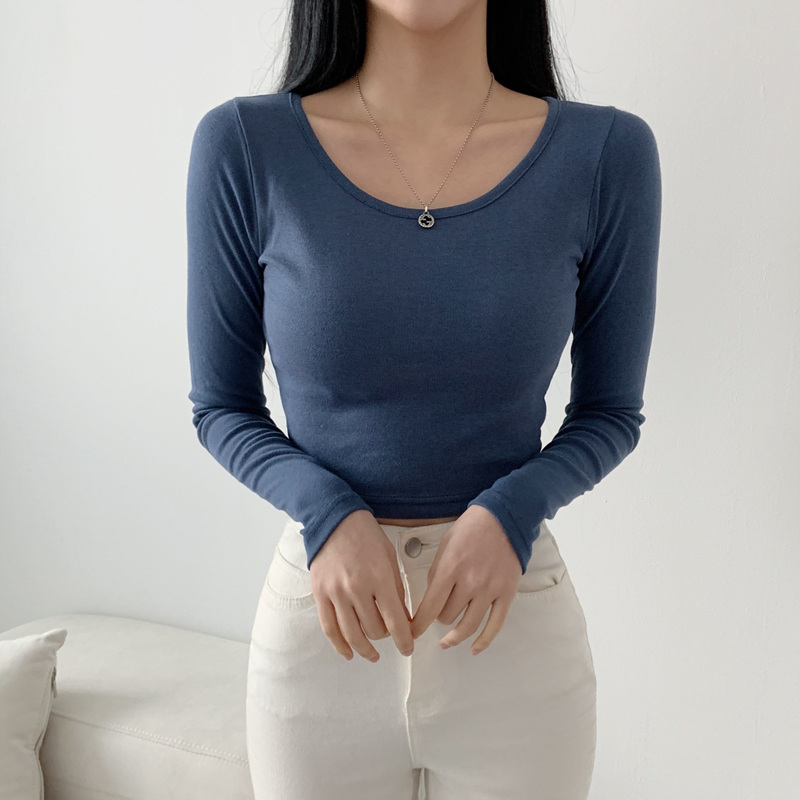 최저가 보장!!! [슬림핏/크롭기장] 군살커버 면 100% 쫀쫀 글램핏 티셔츠 이미지