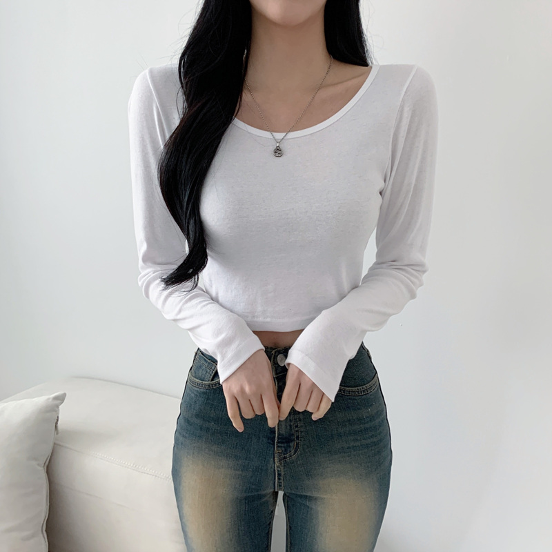 최저가 보장!!! [슬림핏/크롭기장] 군살커버 면 100% 쫀쫀 글램핏 티셔츠 이미지 4
