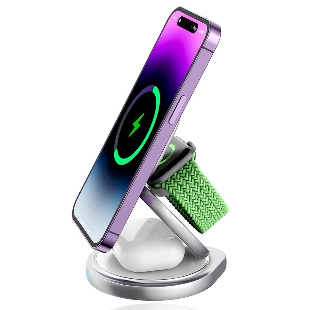 에코아미 맥세이프 충전기 3in1 무선충전기 휴대용 접이식 회전 아이폰16 애플워치9 호환