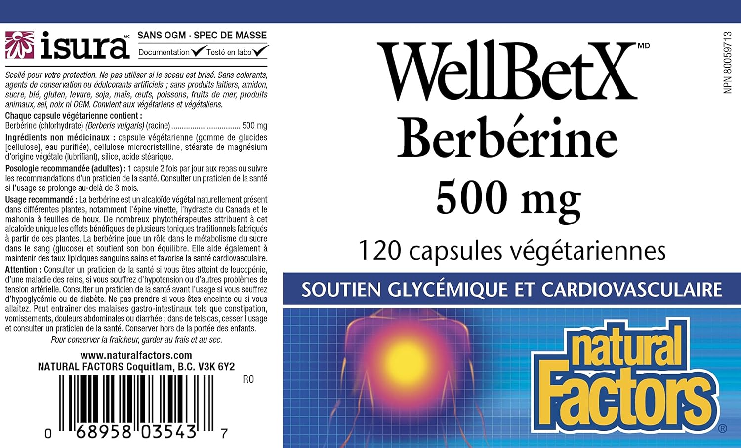 네추럴팩터스 베르베린 WellBetX Berberine 500mg 베지캡슐 120정 - 상세 이미지 2