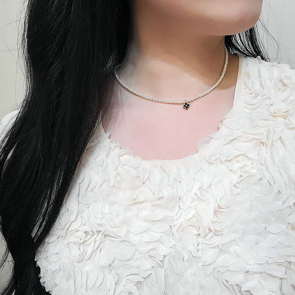 플라워 3mm 진주 목걸이 이미지 2