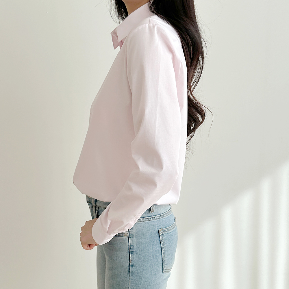 어반트 면 구김없는 여성셔츠 링클프리 여자셔츠 봄가을용 - 상세 이미지 4