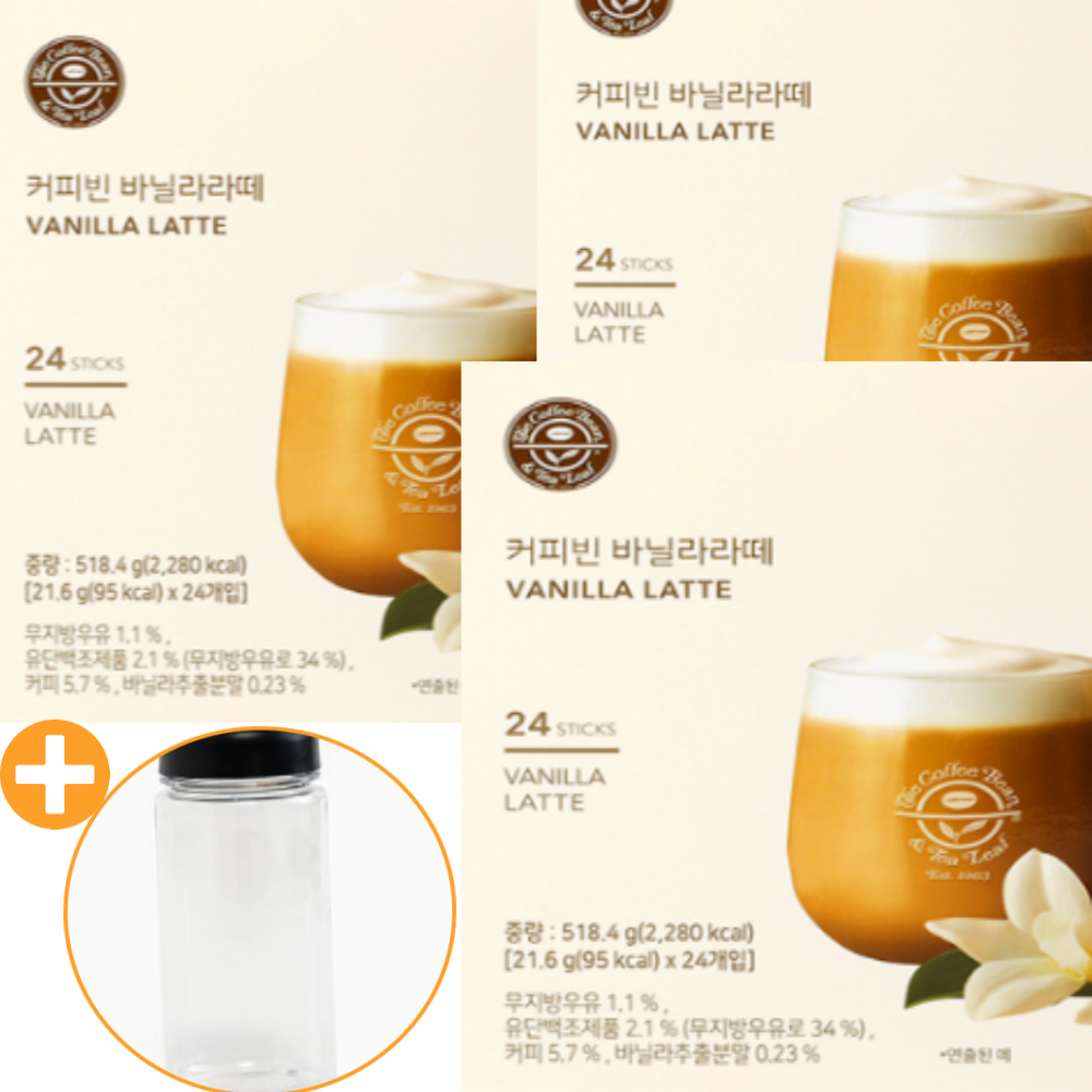 커피빈바닐라라떼 까페라떼 아이스커피 스틱형 24개입 3개 - 상품 이미지
