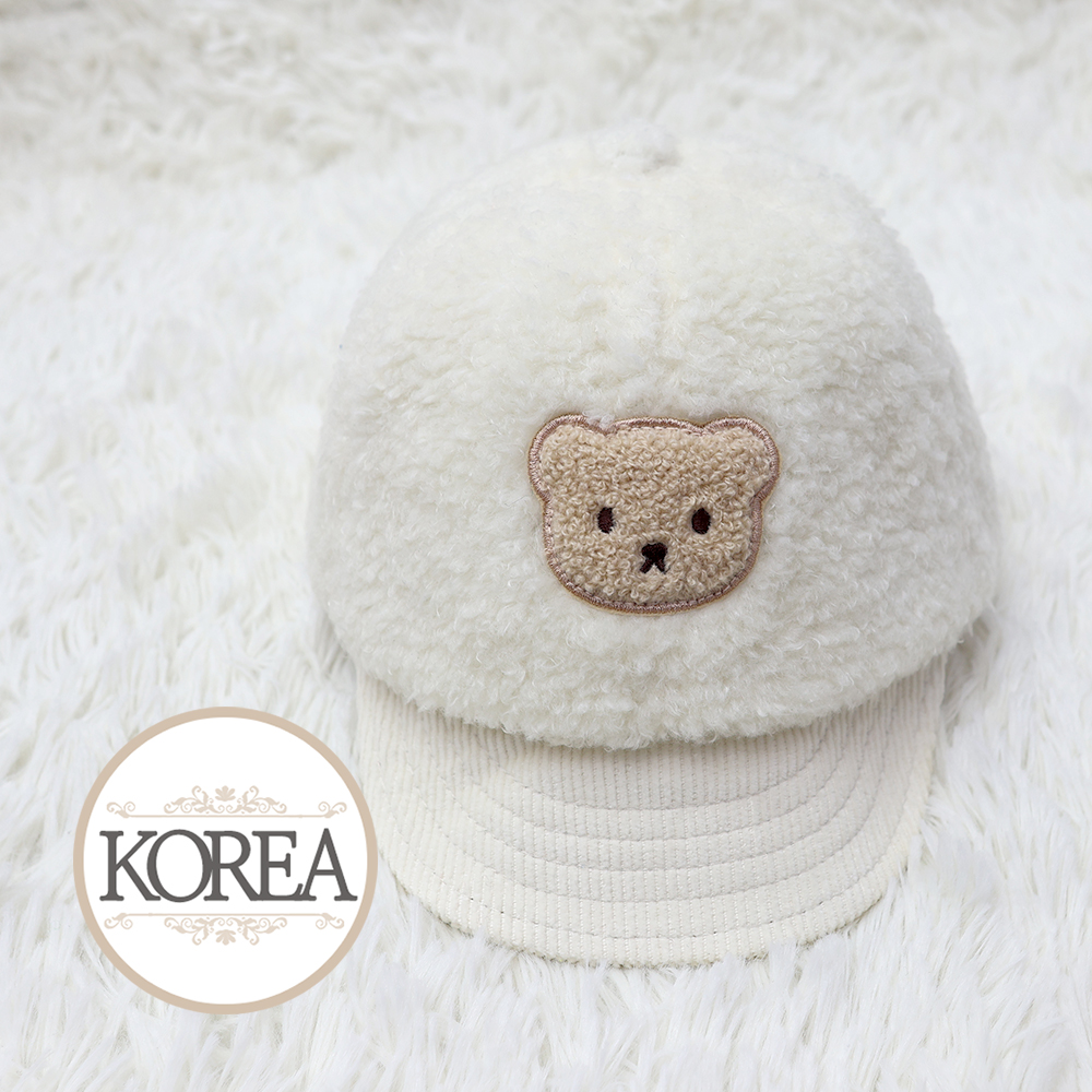 아기 유아 키즈 신생아 골덴 캡모자 S뽀글베어(곰돌이뽀글골덴얌체) - 상세 이미지 4