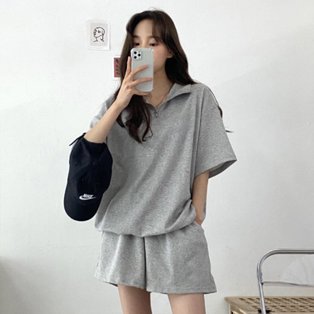 아노락 세트 반팔 반바지 트레이닝 츄리닝 추리닝 운동복 상하 상하의 여름 봄 가을 셋업 이미지