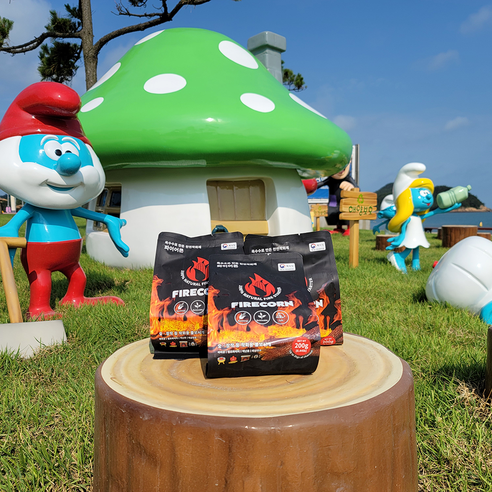 웰콘 파이어콘 200g 착화제 옥수수 천연 불쏘시개 장작 숯 점화제