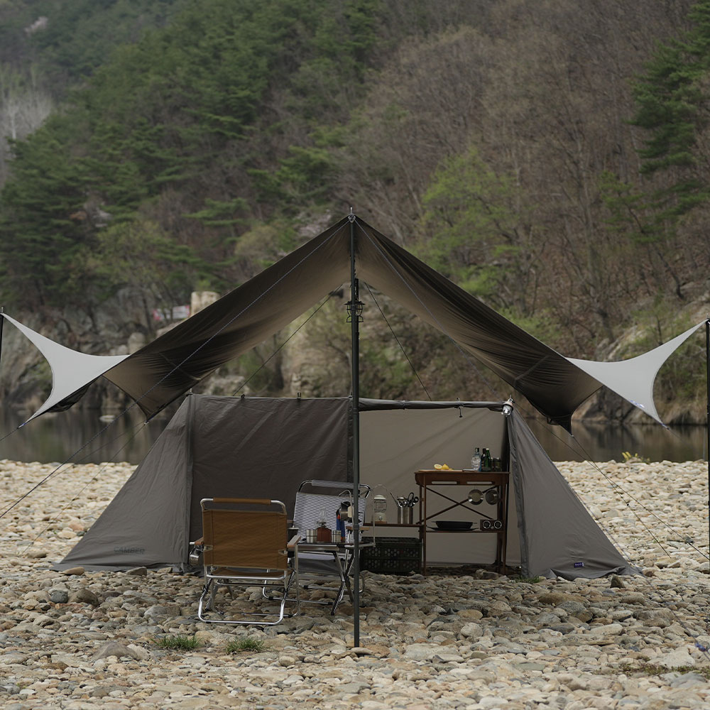 블루폴 캠버 옥타 타프 캠핑 대형 그늘막 방수 블랙코팅 타프스크린