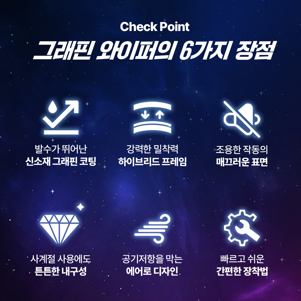 LF YF 쏘나타 DN8 더 뉴 디올뉴 그랜저 GN7 와이퍼세트 초발수 그래핀 하이브리드 - 상세 이미지 5
