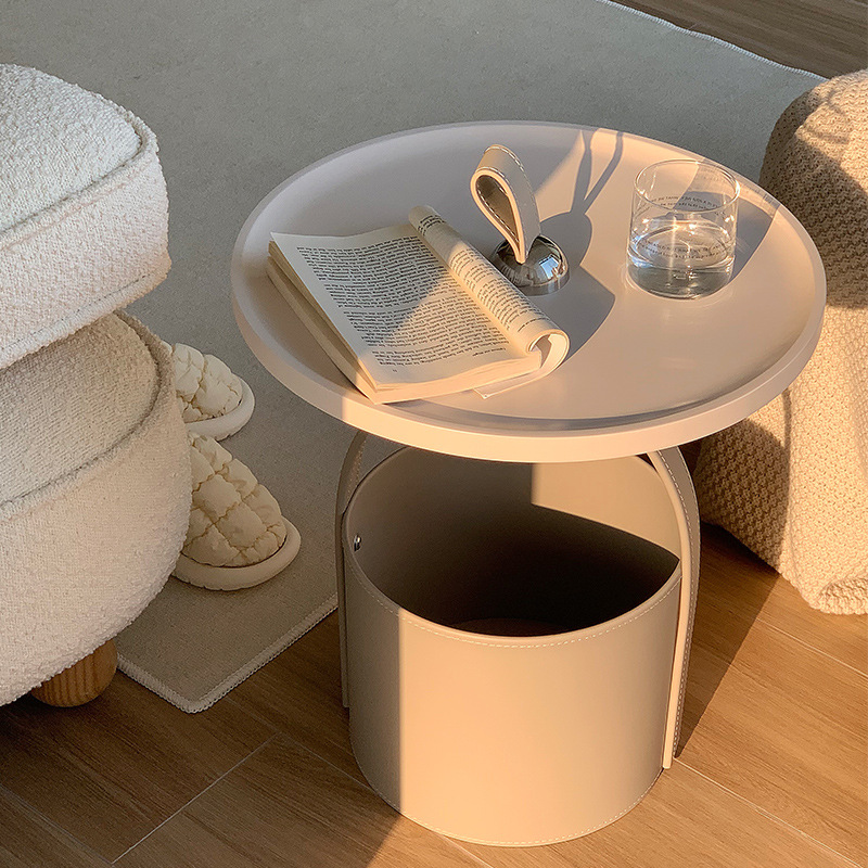 원형 철재 수납형 사이드테이블 소파협탁 티 테이블 다용도 보조 나무 선반