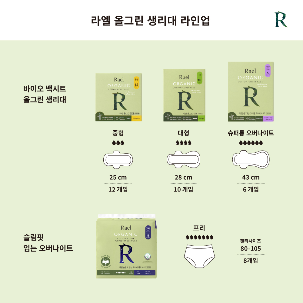 유기농 순면커버 올그린 슈퍼롱 오버나이트(6개입) 4팩 - 상세 이미지 4