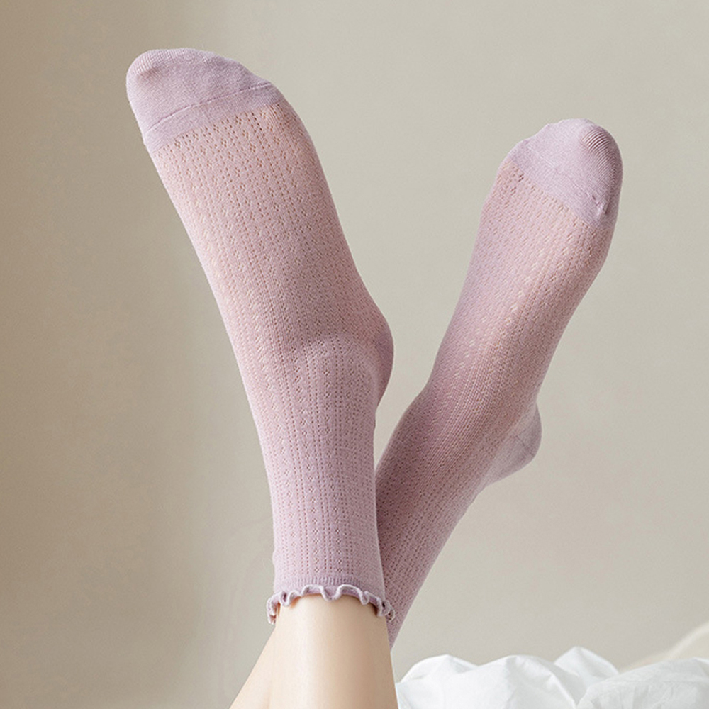 메리제인양말 무압박 시스루 망사 봄 여름 중목 양말 이미지 3